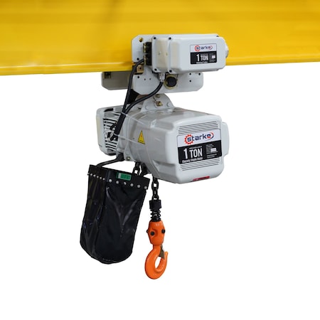 Starke Electric Chain Hoist and Motorized Trolley Combination, 1 Ton, 20 ft, Lug, 460V 3-Phase STK1026HTS-20